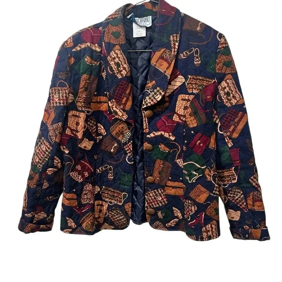 VTG Vintage Eagle River Traders Women’s Button Up Jacket Sz 6 travel theme - Picture 2 of 6